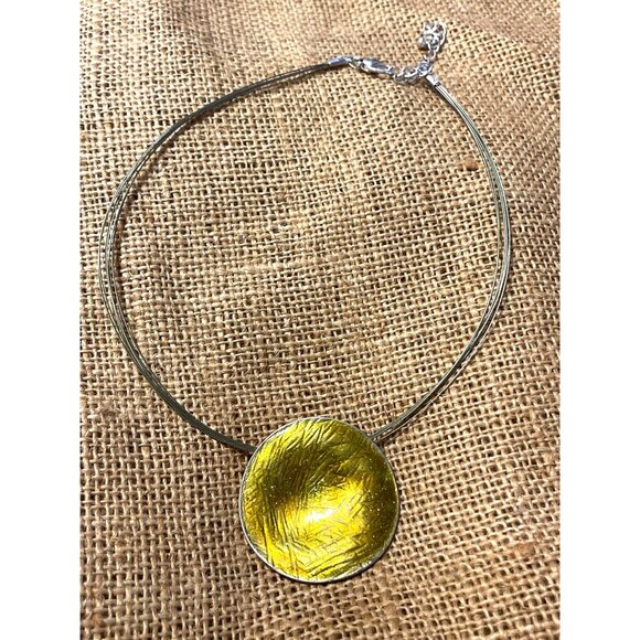 Handcrafted Lila Rowe Gold Textured Pendant Necklace With Adjustable Chain - Picture 2 of 8